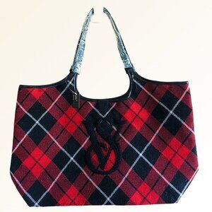 Victoria’s Secret red plaid logo tote NWT
